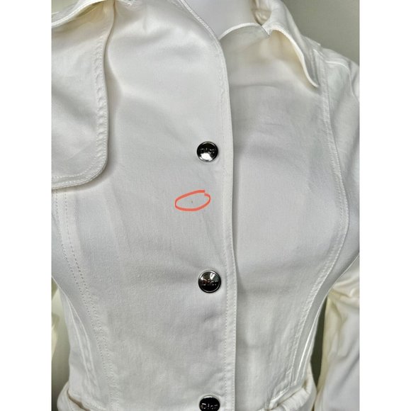 Vtg Christian Dior White Denim Jacket SIze S Classic Signature Waisted - Picture 8 of 16